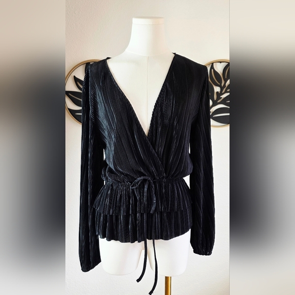 Zara Black Pleated Blouse - Picture 1 of 8